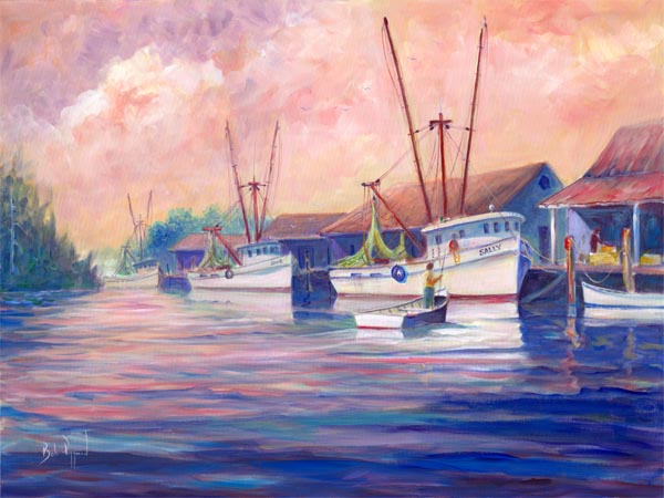 Hyde county Shrimpers - oil on canvas