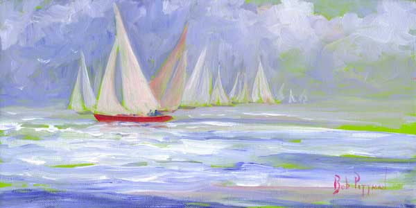 Small Sailboat Regatta oil on Canvas - Bob PIttman Art