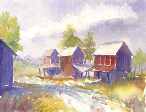 Tobacco Road - Barns in Eastern North Carolina - Watercolor