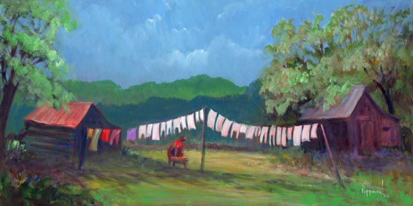 Washing Clothes Rural Oil Painting Giclee Limited Edition prints