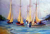 Sailboats Oil on Canvas